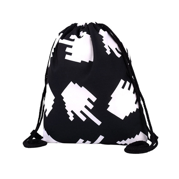 39x30cm Harajuku Cute Cloth Drawstring Bags Canvas Black Posture Kawaii Storage Bags Backpack 3d Printed Womens Gift Bag