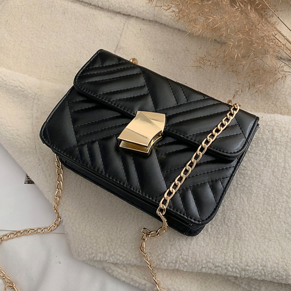 Fashion Thread Striped Crossbody Bags For Women Chains Small Square Shoulder Bags Women Pu Leather Messenger Bag Ladies Flap Bag