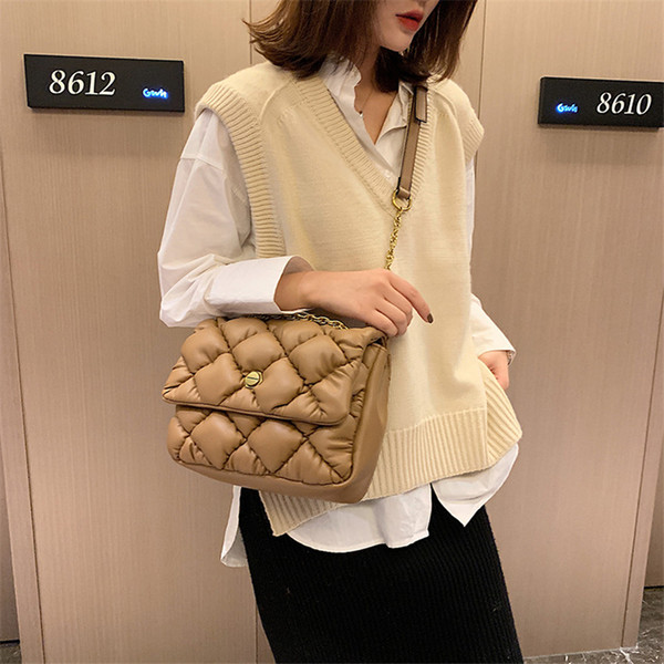 TOYOOSKY New Women handbag feather flap bags New winter space crossbody bags down cotton-padded bag tote women messenger bag