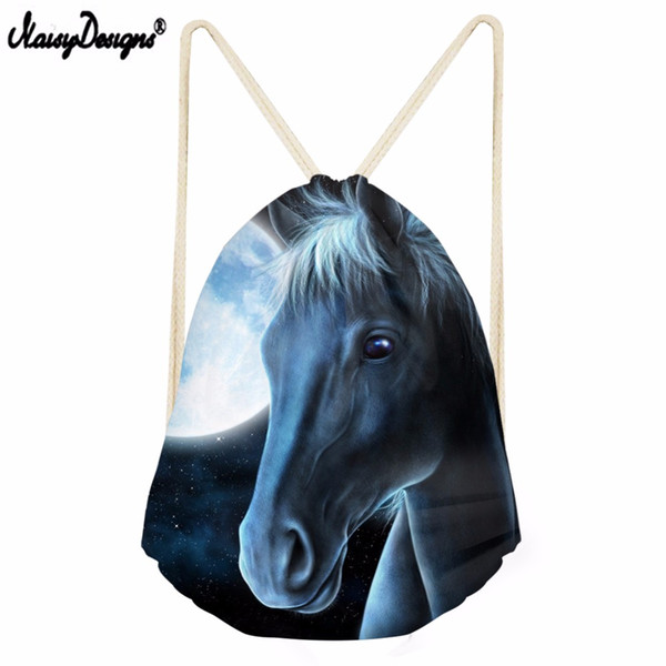 Noisydesigns Drawstring Bag The gradient color beauty Horse Travel Sport Bags Cinch Sackback Cool Boy Girls Small Backpack Soft