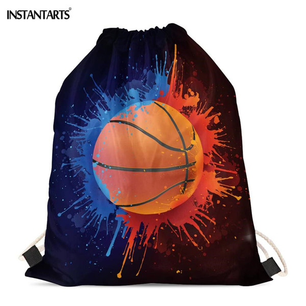 INSTANTARTS Ball in Paint Isolated Printing Drawstring Bags for Boy Gym Fitness Backpack Lightweight Sports Bags Casual Backpack