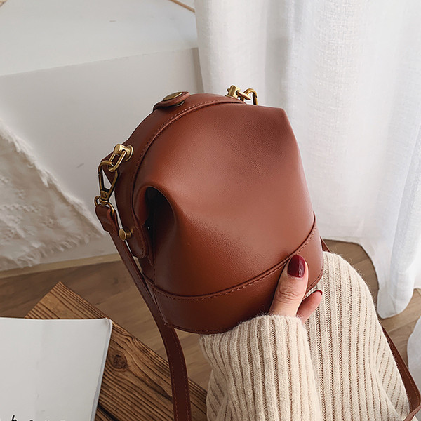 Simple Solid Bucket Bags For Women Thin Strap Shoulder Bags Luxury Pu Leather Women Handbags Designer Ladies Messenger Bag