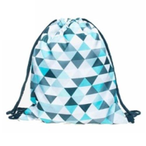 Unisex Backpacks 3D Printing Bags Drawstring Backpack(Blue Triple-cornered)39*30cm