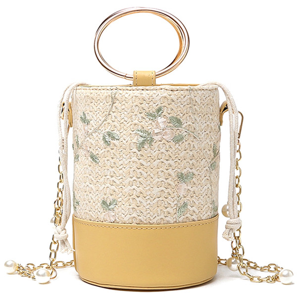 New Fashion Tide Korean Version Of the Shoulder Bag Wild Embroidery Woven Handbags Ins Casual Messenger Bag