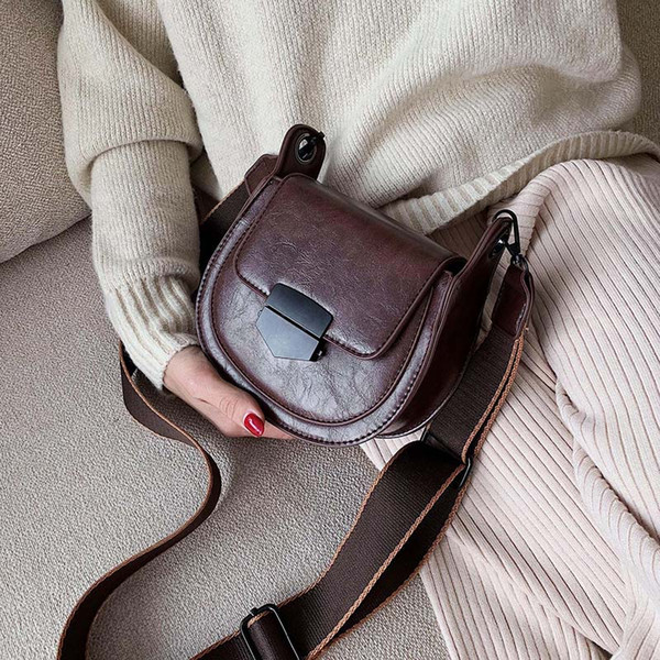 Mini Solid Color PU Leather Saddle Bags For Women 2019 Fashion Solid Crossbody Shoulder Messenger Bag Female Handbags