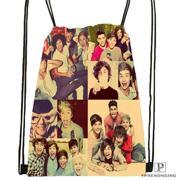 Custom one-direction-shoot@1 Drawstring Backpack Bag Cute Daypack Kids Satchel (Black Back) 31x40cm#2018612-01-(8)