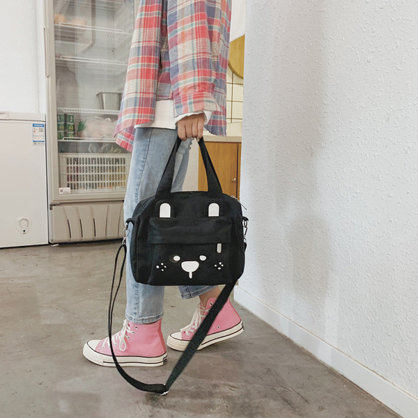 Handbag Women Fashion Canvas Bear Coin Purse Shoulder Messenger Elegant ladies Casual Bags beautiful girls Handbag new trend #T