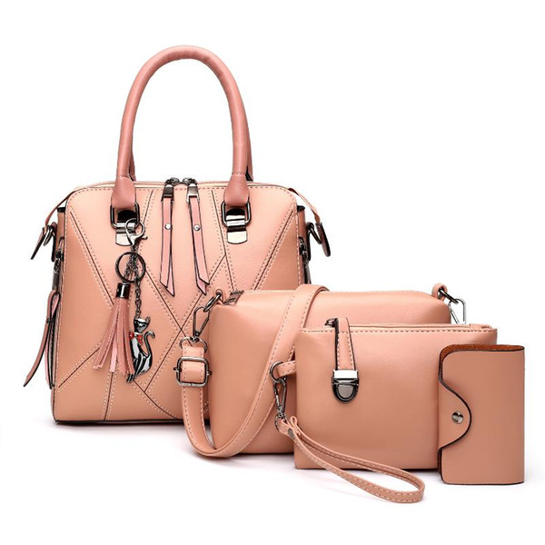 Luxury Pu Leather Small Pu Leather Handbags Women Bags Fashion Designer 4 Pieces Set Shoulder Bag Casual Female Messenger Bags