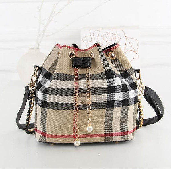 Brand New Designer Bucket Bags Women Luxury Crossbody Bag Ladies Shoulder Bags Fashion Satchel Drawstring Plaid Handbag Beach Bags Purse