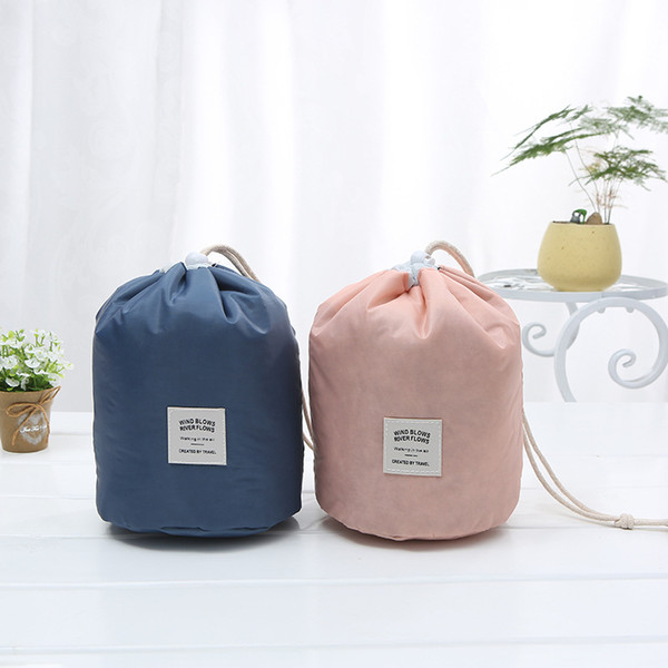 Travel Makeup Drawstring Pouch Bucket Barrel Shaped Cosmetic Case Bag Organizer Storage Bags Elegant Drum Wash Bags OOA6310