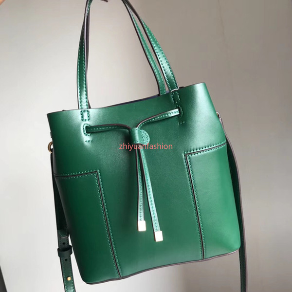 wholesale fashion women bags with full packaging original green Genuine Leather drawstring bags bucket bags DHL free shipping