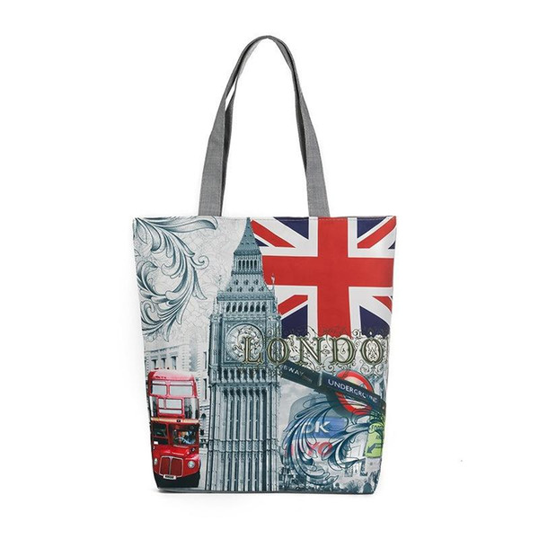 Fashion women shoulder bags Landscape pattern print women handbags canvas UK flag ladies shoulder bags cross border totes