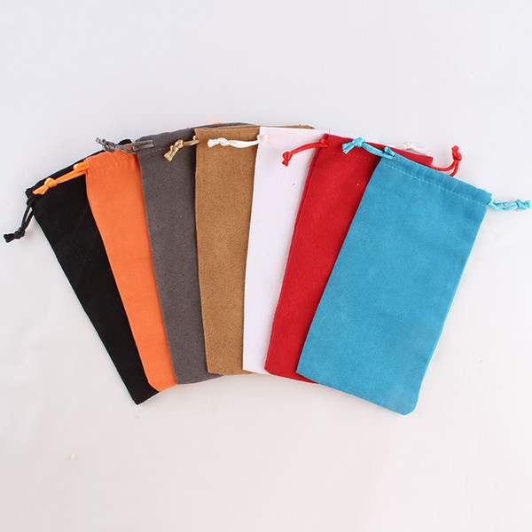 10pcs/lot 9*18cm suede drawstring pouch mixed color factory wholesale small packing Jewelry phone pouch bag