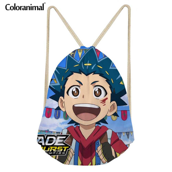 Coloranimal Men Casual Drawstring Bag 3D Anime Beyblade Burst Evolution Print Male Ball Softback Backpack Gym Sack Teenager Boy