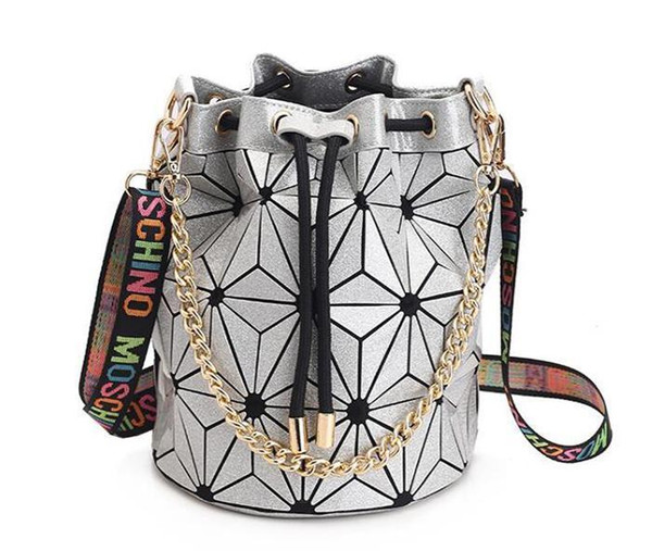 Famous Brand Women Female Bag Geometric Handbags Plaid Chain Shoulder Crossbody bags Laser Drawstring BaoBao Diamond Bag Free Ship