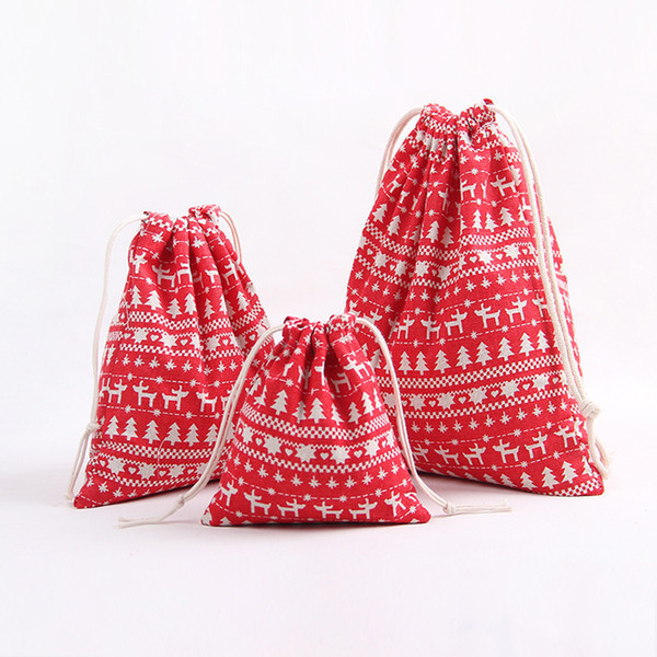 Wholesale storage fresh cotton and linen drawstring bunch bag Christmas candy gift bag