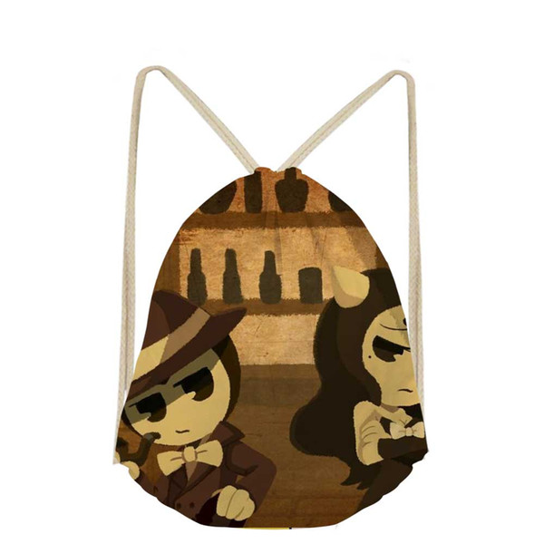 bendy toy Drawstring Bag bendy and the ink machine Students Small School Bags Kids Travel Bags Boys Girls Beach