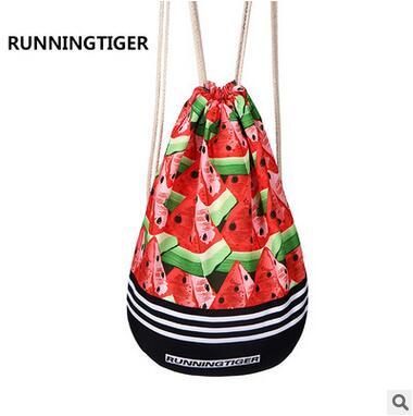 New Arrival Fruit Printed Drawstring Bags Backpack Canvas Backpack Beach Bags Watermelon Printed Fashion School Backpack Free Shipping