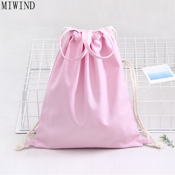 MIWIND New Style Women Canvas Travel drawstring Backpack 2017 Candy Colour mochila feminina backpack TSB530