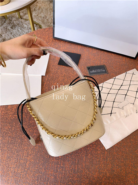 2019 genuine leather bag ladies chain clutch designer bucket bolsas women stote purse high quality drawstring bag