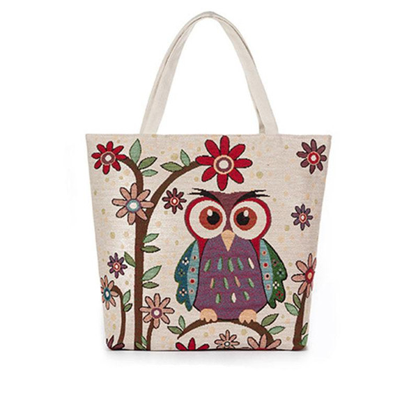 Wholesale women shoulder bags Europe American Style women handbags owl embroidery national style casual cute canvas bags