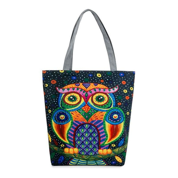 Women owl printing handbags national style fashion canvas tourist attractions ladies shoulder bags high quality canvas bags wholesale