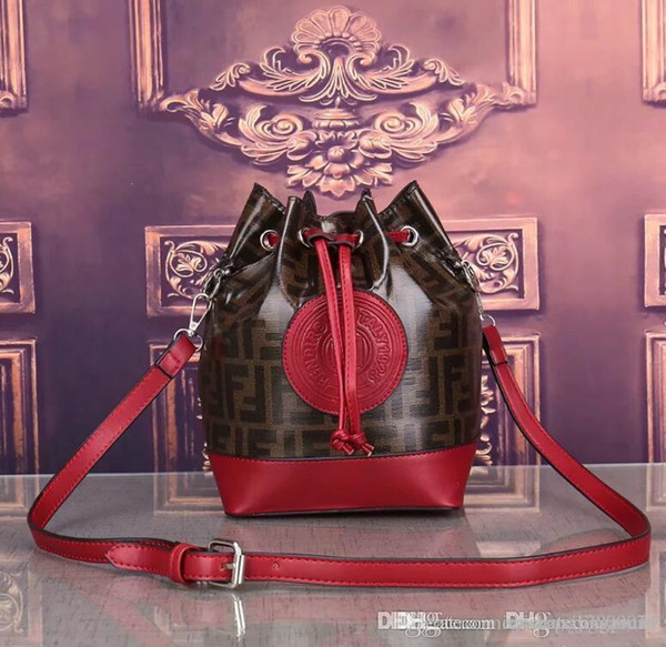 2019 WOMEN FF ladies brand shoulder bag leather bucket bag female brand designers handbag high quality flower print Messenger bag wallet