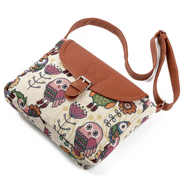 Wholesale women crossbody bags owl embroidery handbags crossbody tourist attractions national style ladies shoulder bag