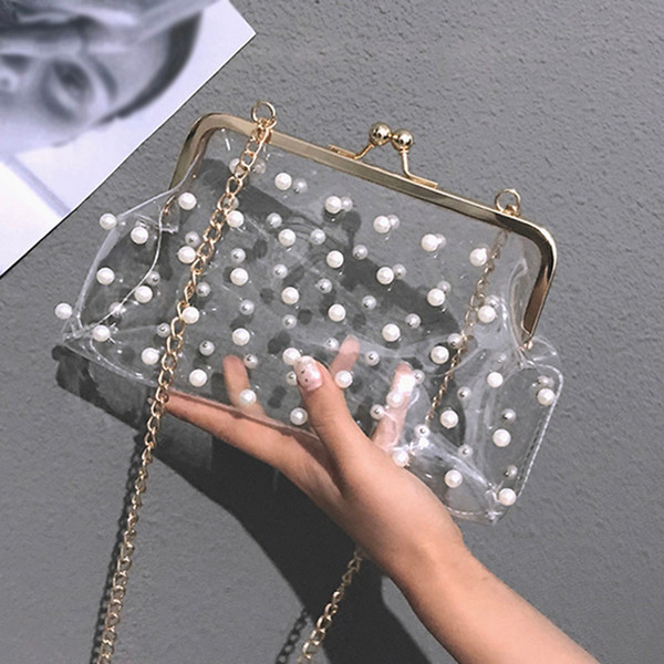 2019 New Ladies Fashion Solid Color Handbag Jelly Package Transparent Diagonal Package sac transparent femme nouveau 6.598