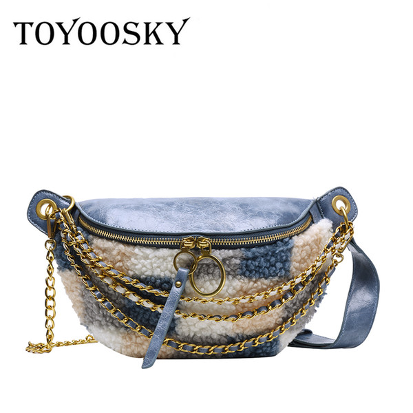 TOYOOSKY Faux Fur Shoulder Bags For Women 2019 Winter Warm Crossbody Messenger Waist Chest Bag Female Travel Chain Handbag