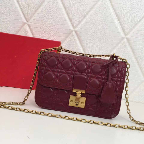 High-end genuie handbag plaid leather bag M-D5818 brand designer handbag chain shoulder diagonal package with box