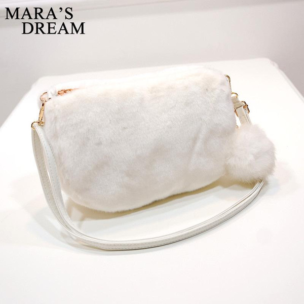 Mara's Dream 2019 New Solid Color Plush Bag Women's Fashion Simple Wild Mini Portable Messenger Bag