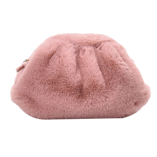 Mini Bag Women Crossbody-bag Faux Fur Clutch Fashion Party Ladies Dumplings Bag Soft Plush Small Female Handbag Shoulder Strap