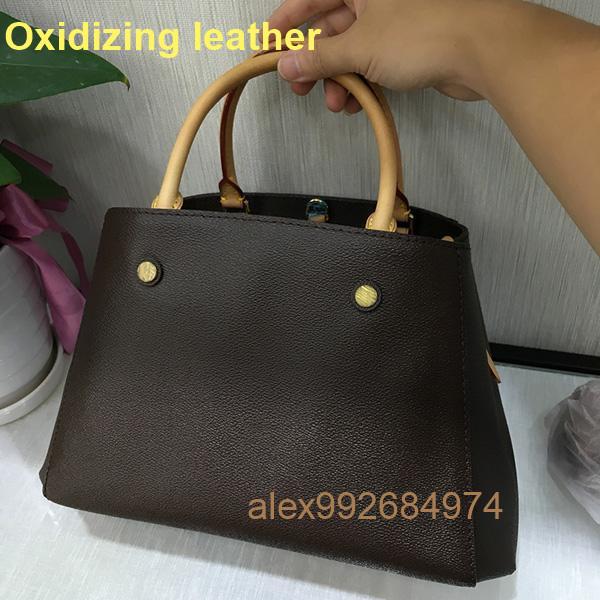 Best designer 5a Bag montaigne bb real oxidizing Leather Tote pm Women mm Shoulder Bags purse mono Handbags Bag Business Laptop m41056 41055