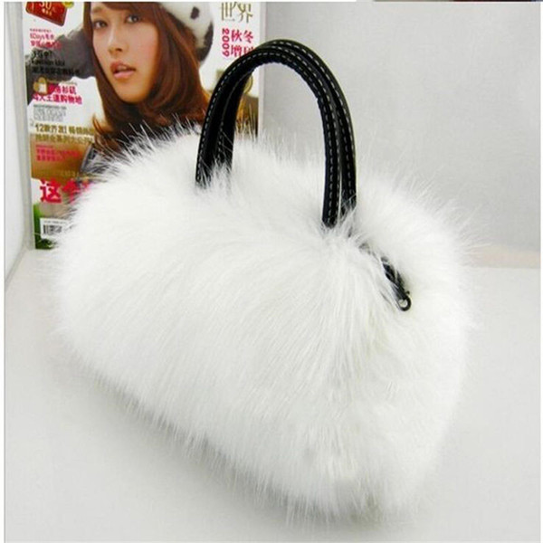 New Lady Girl Pretty Cute Faux Fur Handbag Shoulder Messenger Bag Tote Fashion Women Long Fur Grass Handbag Messenger Bag