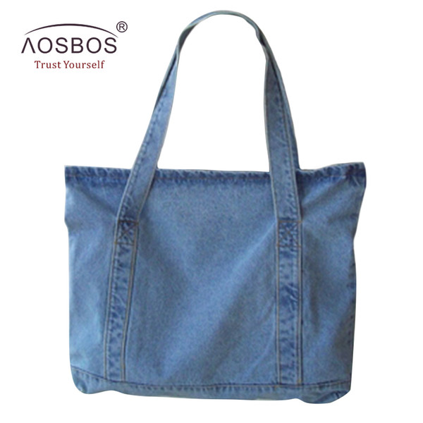 Aosbos Women Canvas Handbags Designer Ladies Denim Blue Shoulder Bags Tote High Quality Large Capacity Handbag