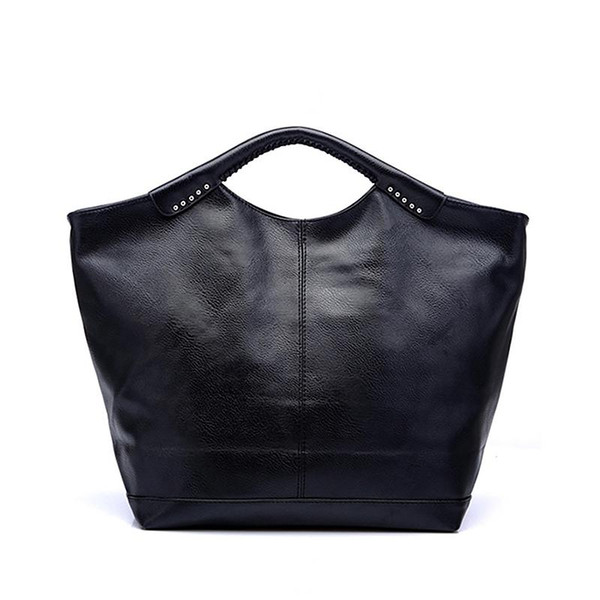 Women Handbag Solid Black Tote Bag Casual Hobos Shoulder Bag Famous Brand Fashion High Quality PU Leather Portable Bags 45ZR