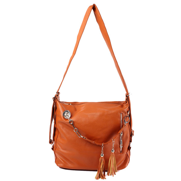 Woman Handbag Satchel PU Leather Tassel Shoulder Messenger bag Brown