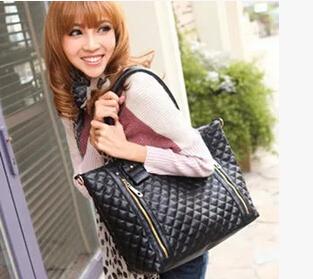 Wholesale-Free Shipping New Black Retro Women Shoulder Bags Office Lady PU Quilted Shoulder Tote Bag Hobo Handbag Fashion SV000153