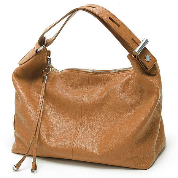 Wholesale- Fashion 100% Real Genuine Leather OL Style Women Handbag Tote Bag Ladies Shoulder Bags Wholesale Price Genuine Bolsa Feminina