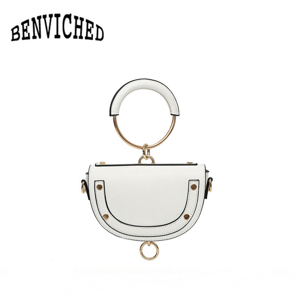 BENVICHED 2018 new European and American fashion saddle bag round handbag spring and summer shoulder Messenger bag R143