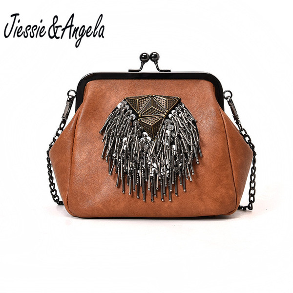 Jiessie&Angela New Vintage Ladies Handbag Fashion Crossbody Bags Women Handbags Over Shoulder Chain Messenger Bags Bolosa