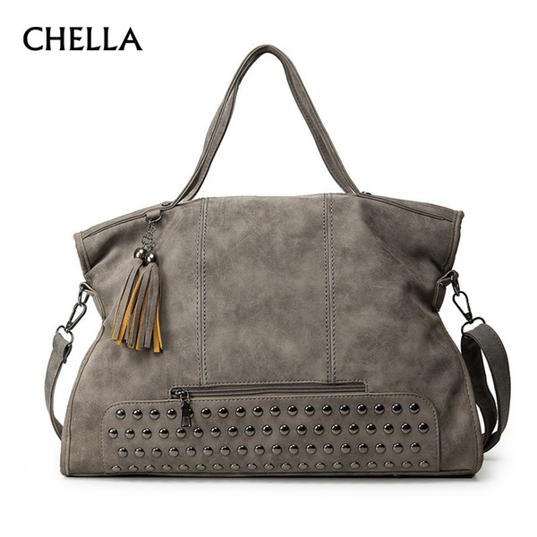 Women Rivet Handbag PU Leather Female Bag Casual Portable Shoulder Ladies Bags Bolsas Feminina Femme Designer Hobos Totes SS0293