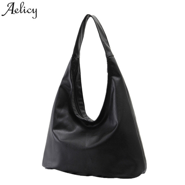 Aelicy brand pu leather handbags women large tote bag classic black shoulder bags ladies handbags casual fashion soft for girls #94206