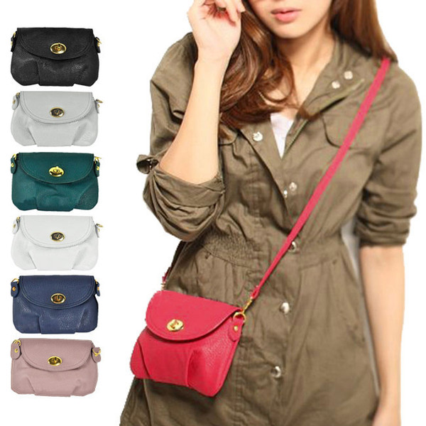 Wholesale- Women's Mini Purses Bag Zipper and Hasp Clutch Bags Casual Multi-color PU Leather Shoulder Cross Toes 7 Colors available