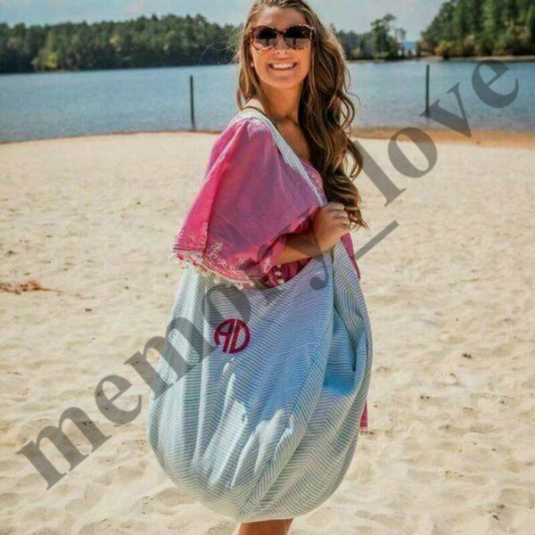 4colors Wholesale Personalized Oversized Large Hobo Beach Bag Kids Beach Toys Receive Bag Seersucker Beach Bag Vagrant Bags