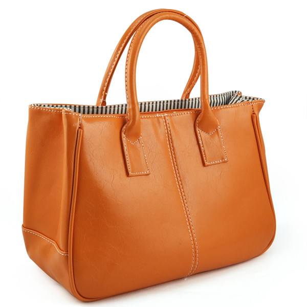 Fashion Woman Ladies Class PU Leather Satchels Tote Purse Bag Handbag - orange #182947