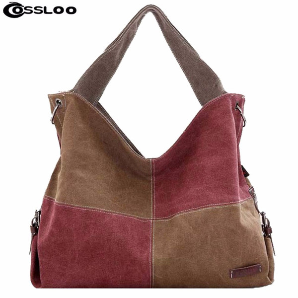 COSSLOO Casual High-capacity Hobos Handbags Multi-function Fashion women's Single Shoulder Bag Wear-resisting Canvas Bolsa