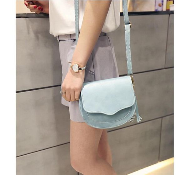 2018 Lovely Girl PU Small Cross body Bag Women Messenger Bags tassel Lady Bag Famous Brand Women's Shoulder Bag Free shipping