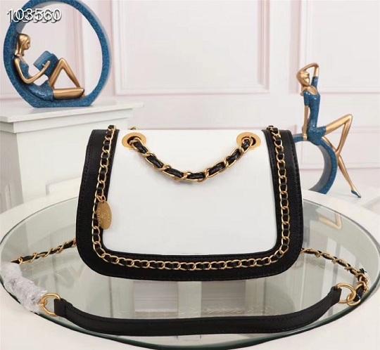 2019 Top quality women's designer brand lady shoulder bag pu leather flap bags black chains evening bag purse